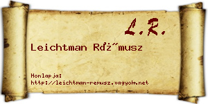 Leichtman Rémusz névjegykártya